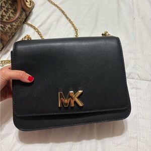 Michael Kors Black Crossbody Bag with Gold Accents